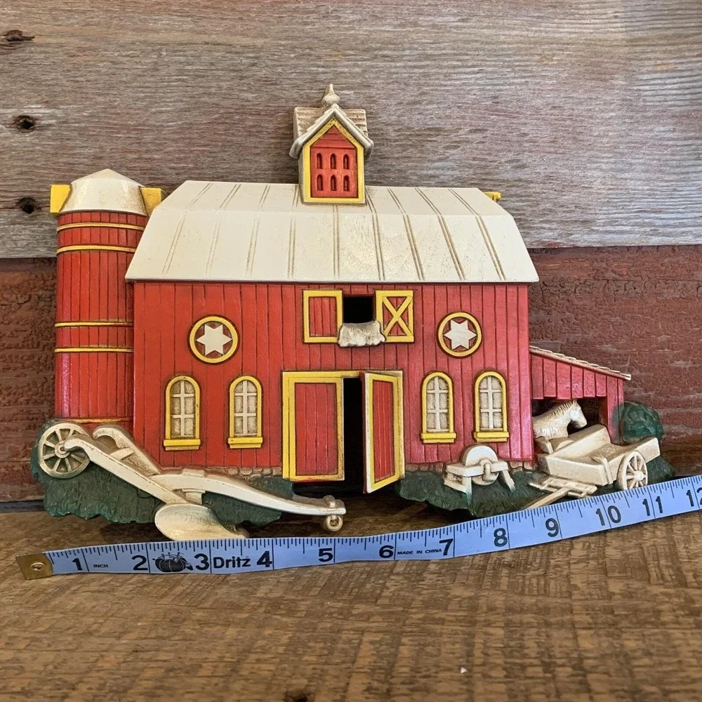 HOMCO Farm House Barn Wall Art 1975 #7369 Chickens Horse Windmill Silo LOT OF 2